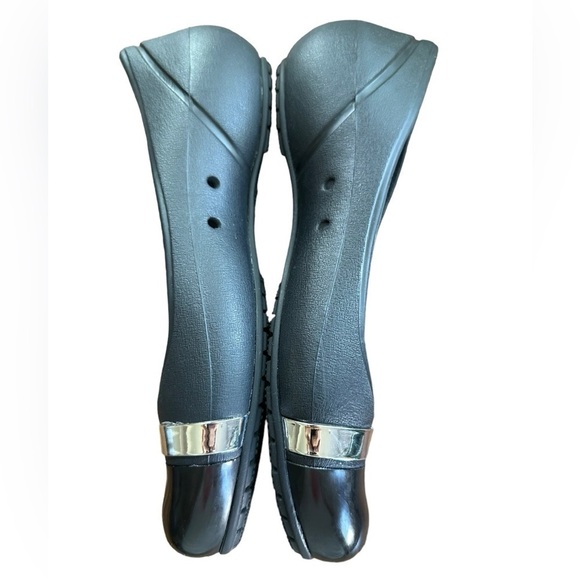 CROCS KADEE BLACK CAP TOE MIRROR BAND BALLET FLATS SIZE 8 - Picture 2 of 10